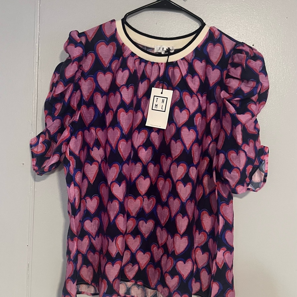 THML Pink and Purple Heart Blouse - Picture 2 of 7